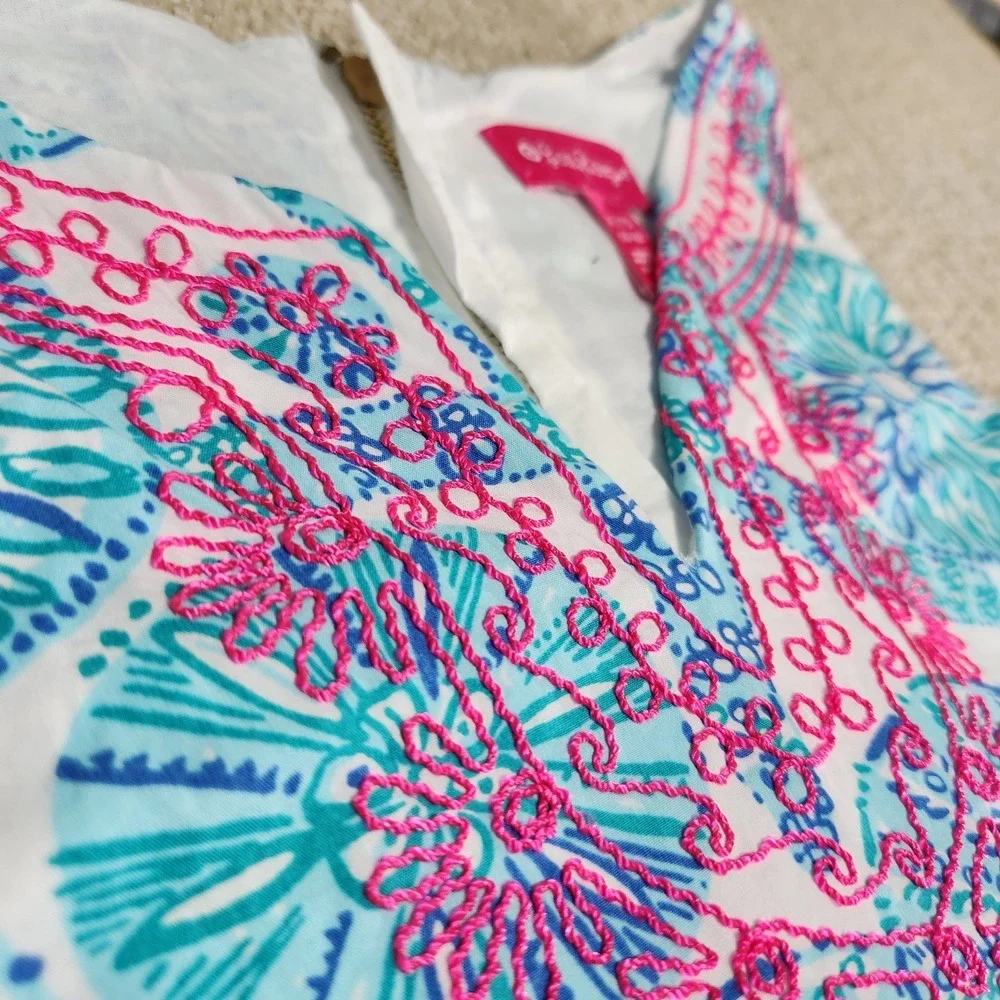 Lilly Pulitzer Shift Dress‎ Girls XL 14-16 Target Shell Sleeveless Embroidered